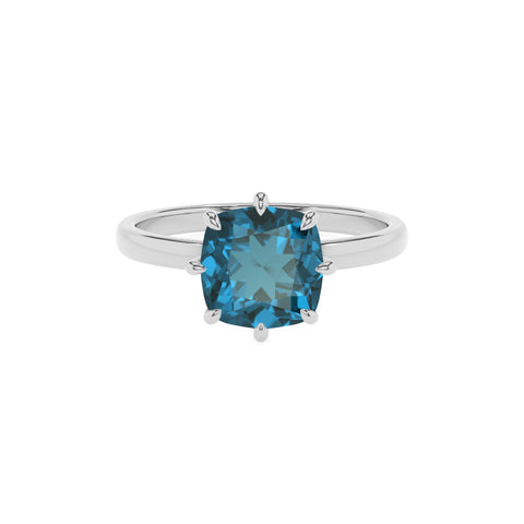 natural london blue topaz cushion solitaire engagement ring