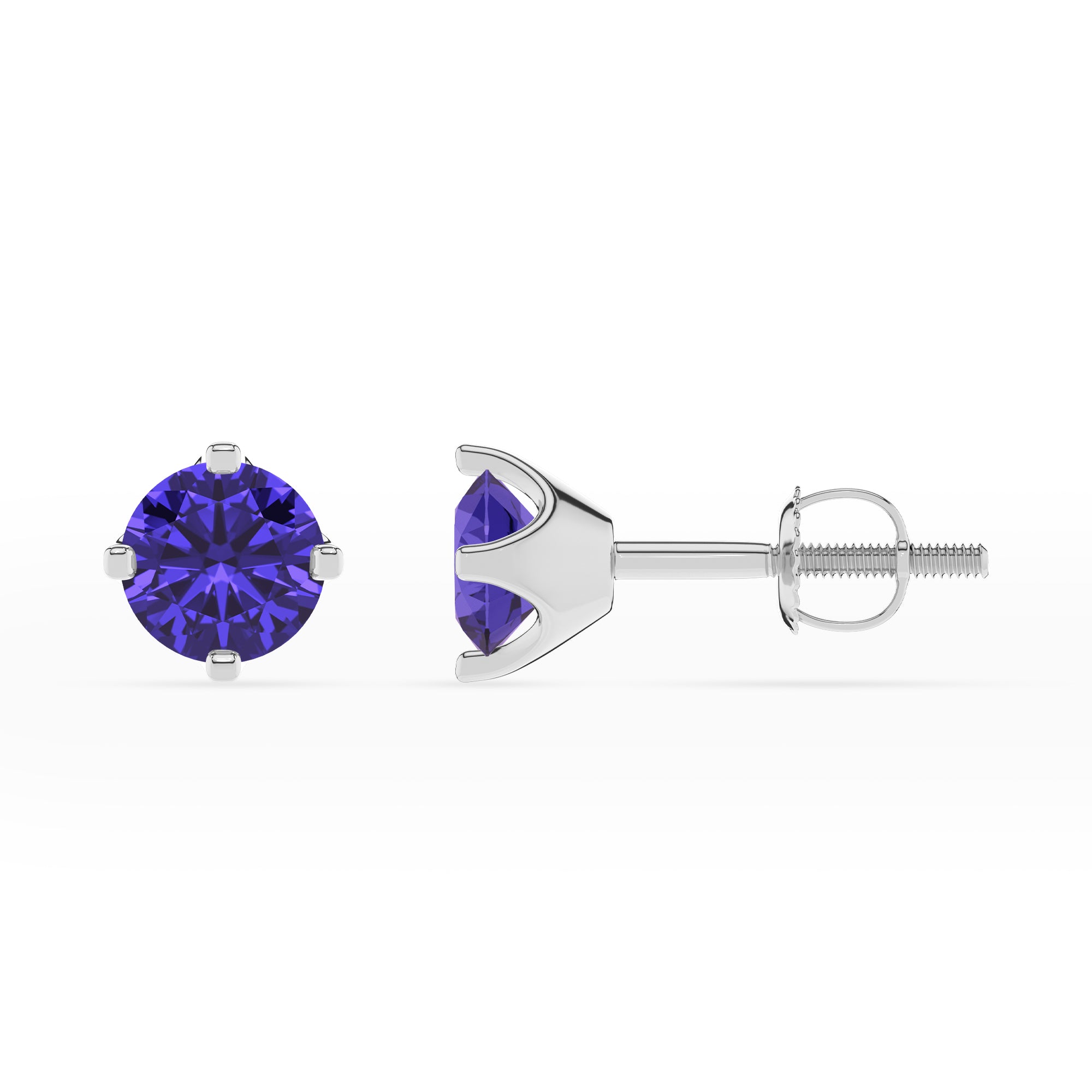 natural tanzanite round stud earrings 