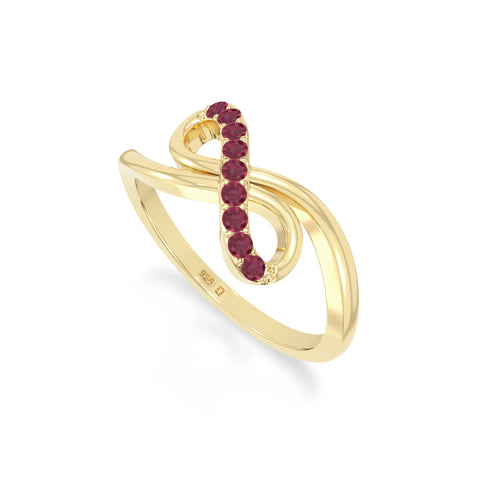 natural ruby infinity promise rings in yellow gold vermeil