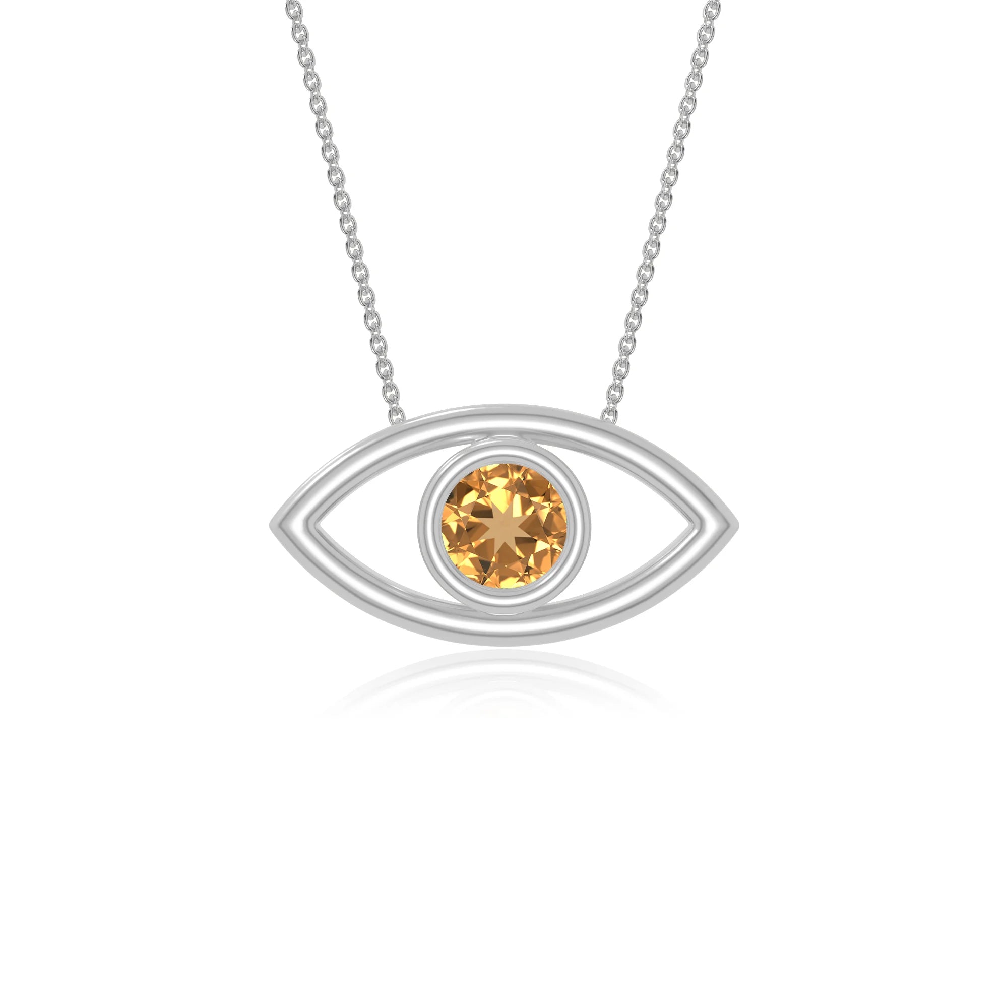 natural citrine evil eye necklaces in sterling silver 