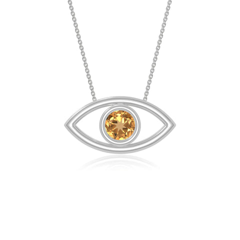 natural citrine evil eye necklaces in sterling silver 