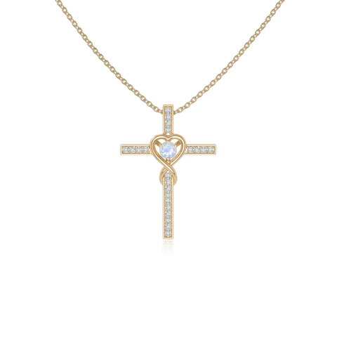 rainbow moonstone infinity cross necklaces in yellow gold vermeil 