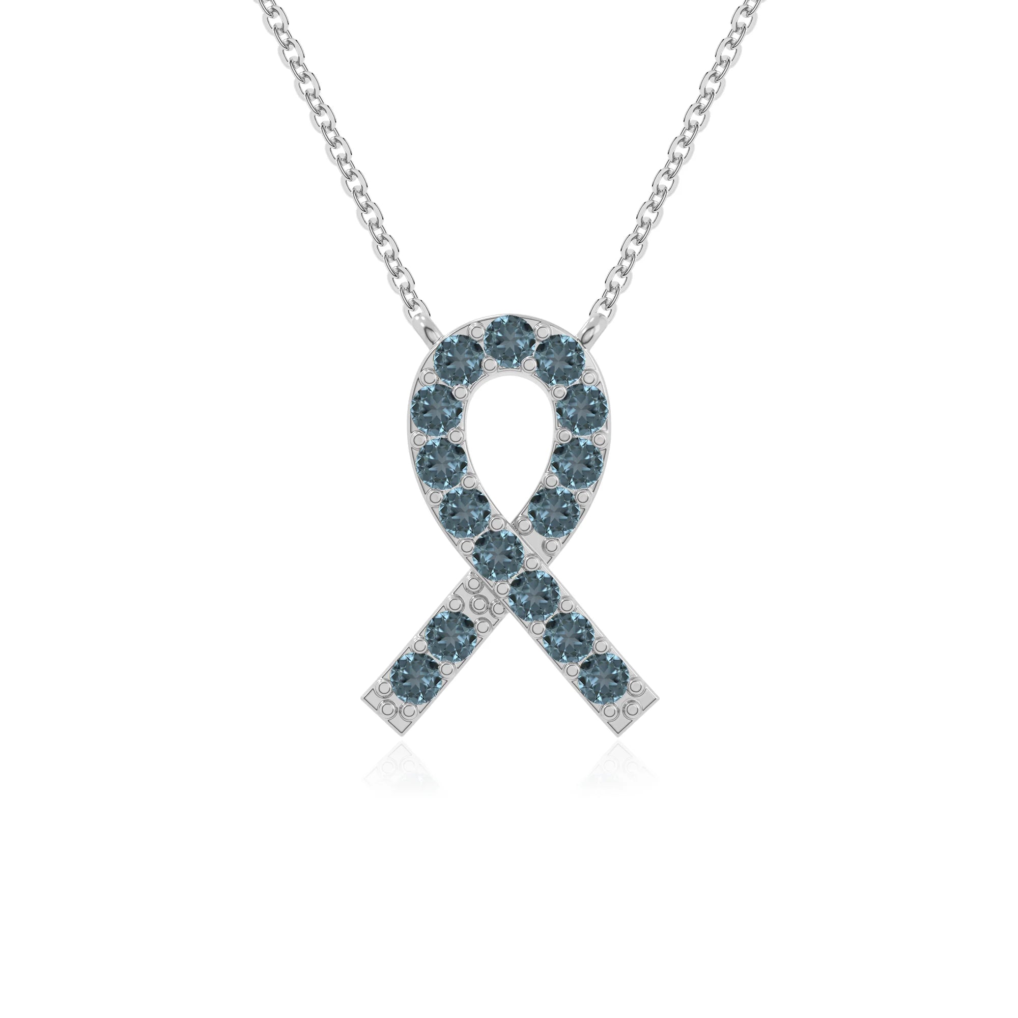 natural london blue topaz cancer ribbon necklaces in sterling silver 