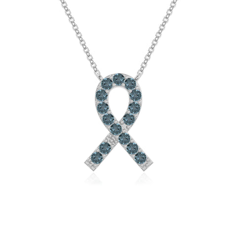natural london blue topaz cancer ribbon necklaces in sterling silver 
