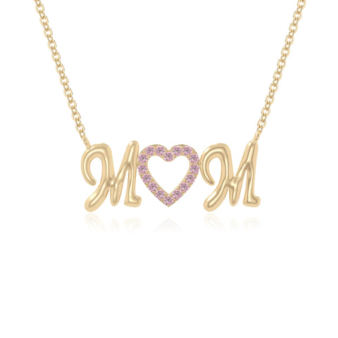 natural pink-tourmaline mom heart necklaces in yellow gold vermeil 