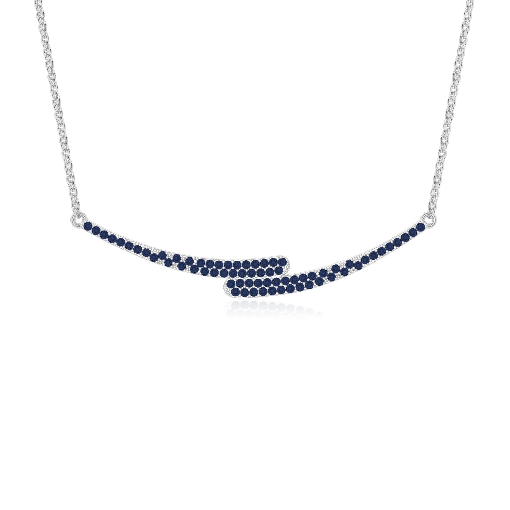 natural blue-sapphire bypass curved bar necklaces in sterling silver 