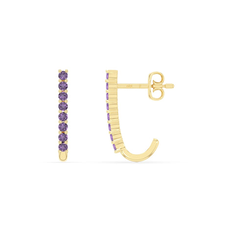 natural amethyst hoop earrings in yellow gold vermeil 