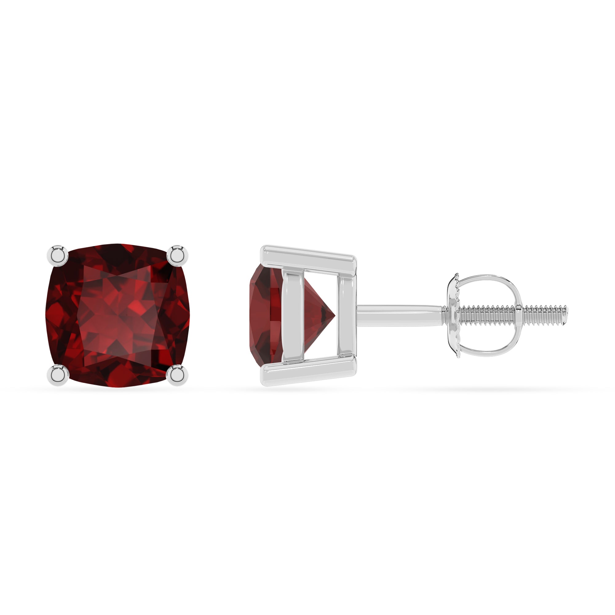 natural garnet cushion stud earrings 