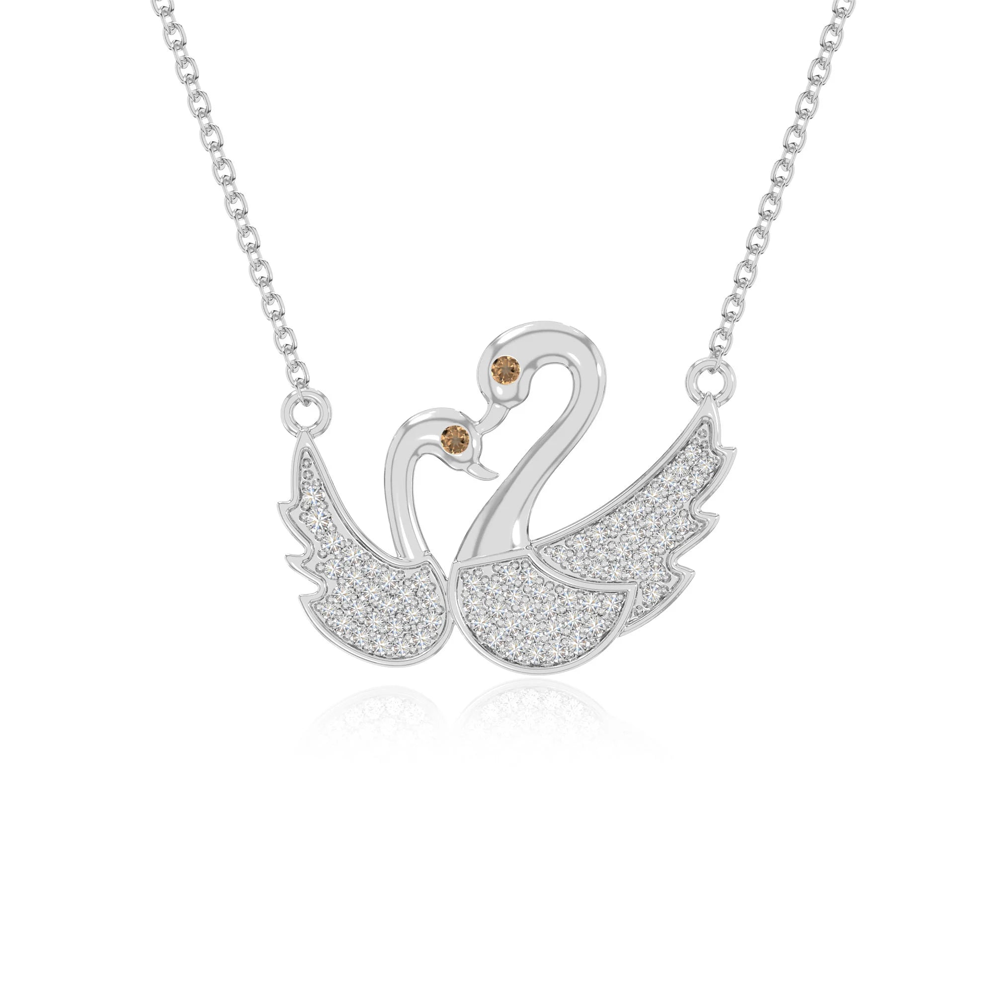 natural citrine mother child swan necklaces in sterling silver 
