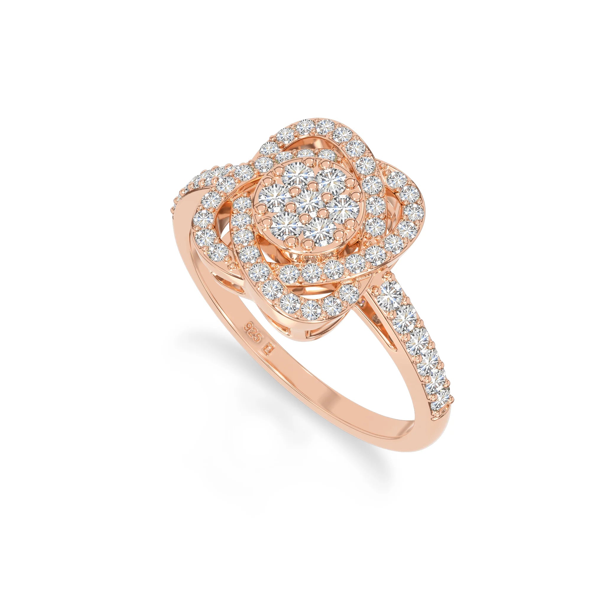 natural moissanite infinity promise rings in rose gold vermeil