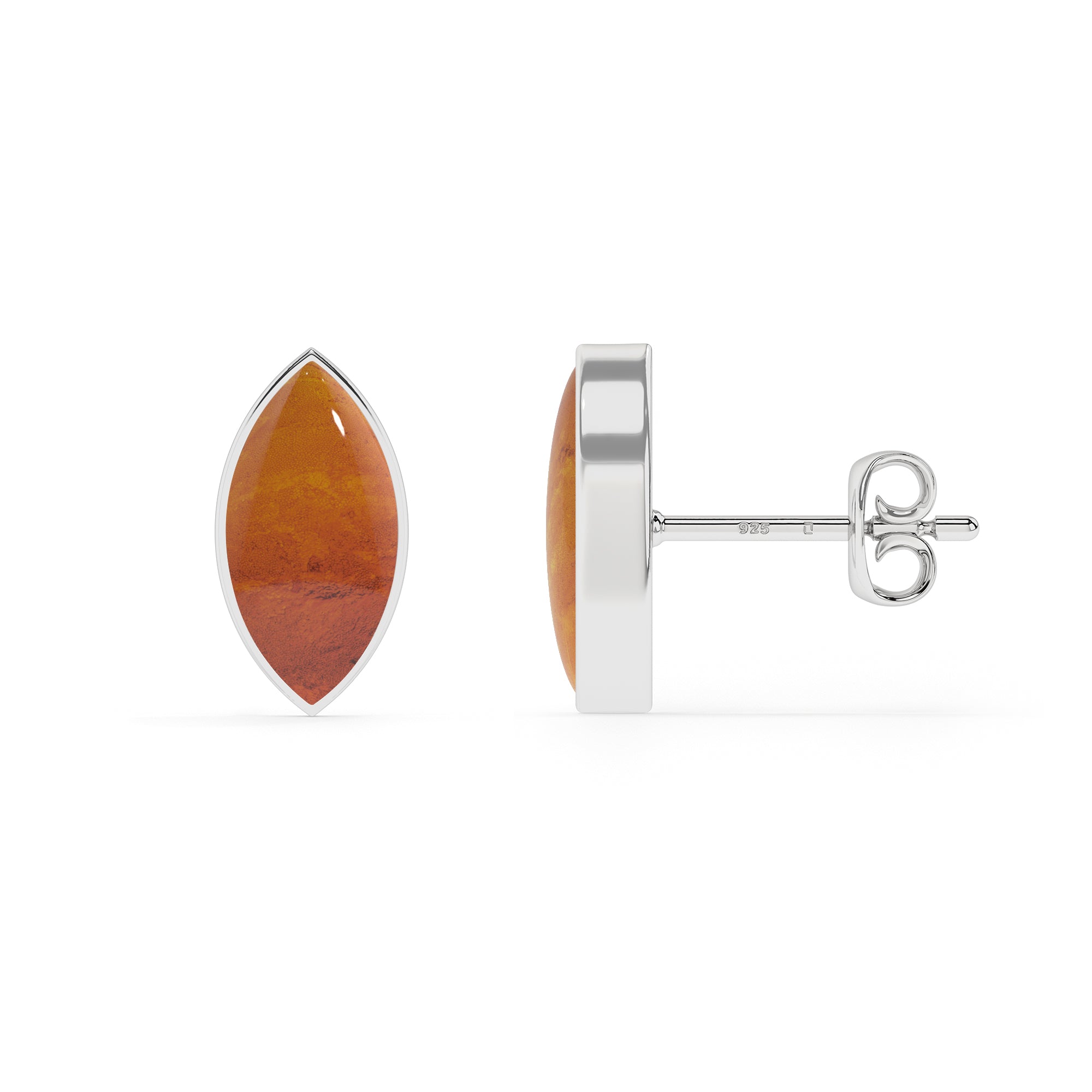 natural amber marquise shape stud earrings