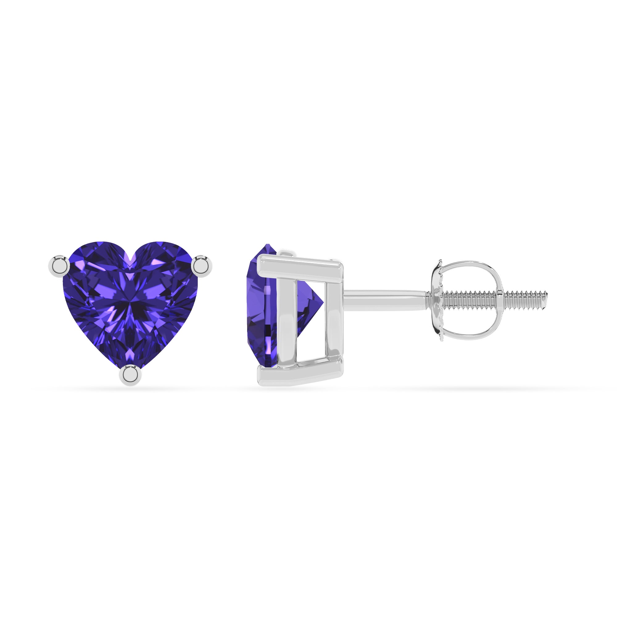 natural tanzanite heart stud earrings 