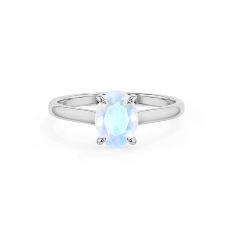 natural rainbow moonstone oval solitaire engagement ring