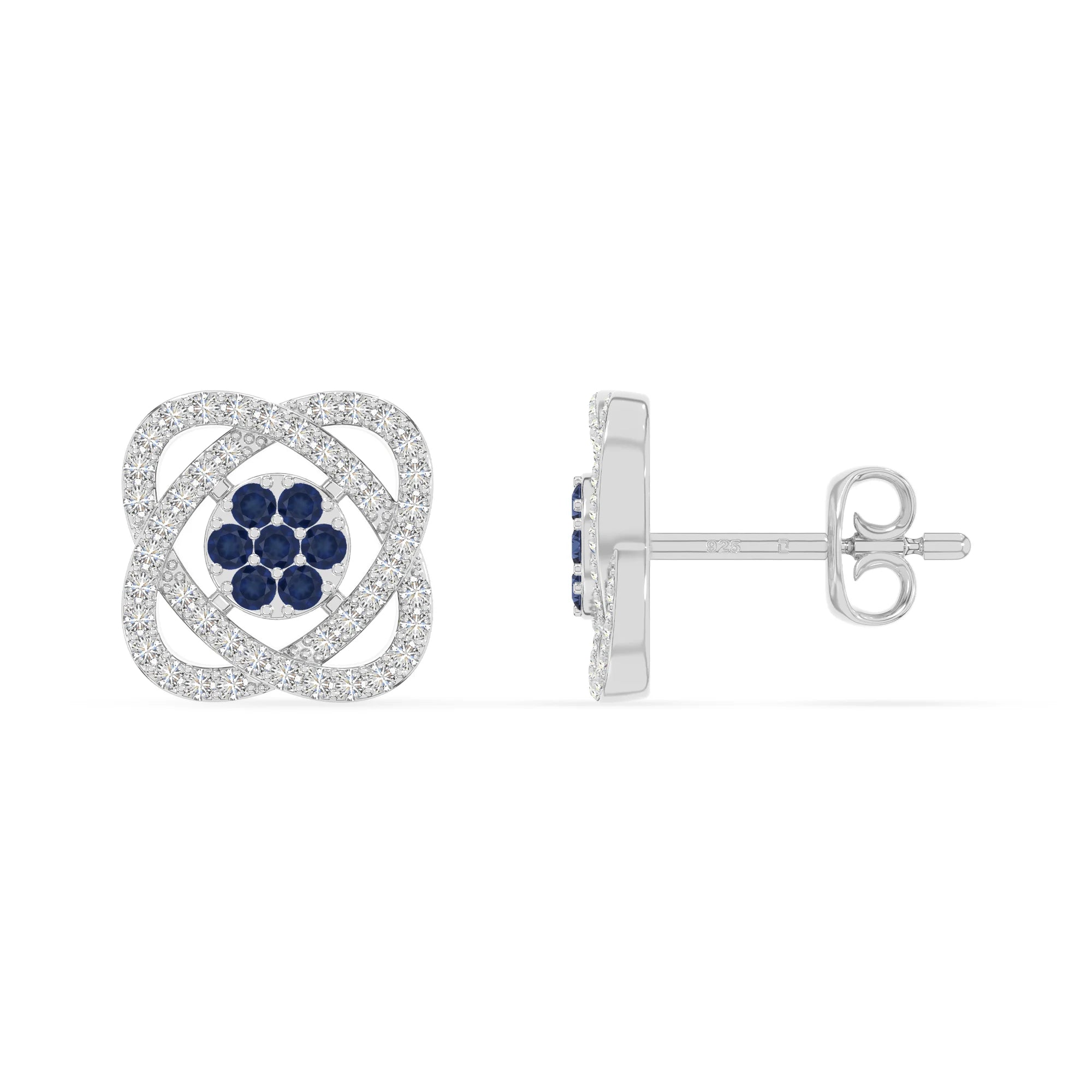 natural blue-sapphire inner power stud earrings in sterling silver 