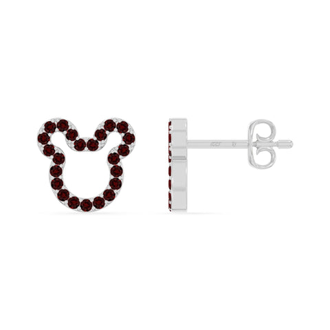 natural garnet mouse stud earrings in sterling silver 