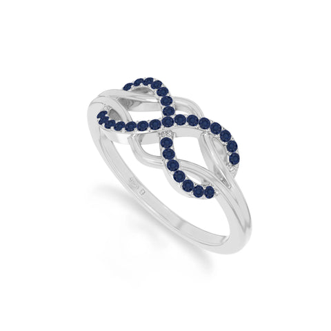 natural blue sapphire infinity promise rings in sterling silver 