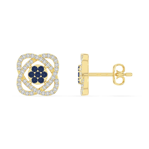 natural blue-sapphire inner power stud earrings in yellow gold vermeil 