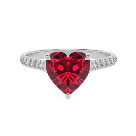 lab-grown ruby heart half eterity solitaire engagement ring