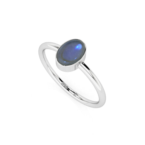 labradorite oval cab stackable bezel-set ring