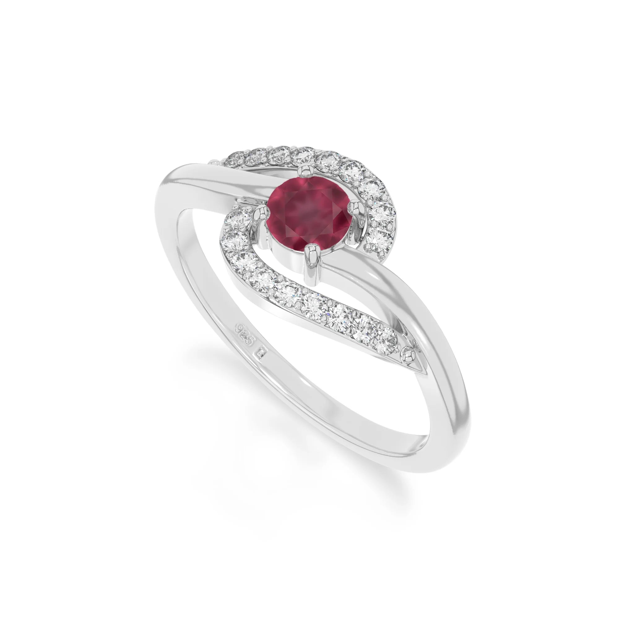 natural ruby infinity solitaire rings in sterling silver 