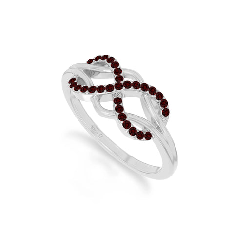 natural garnet infinity promise rings in sterling silver 