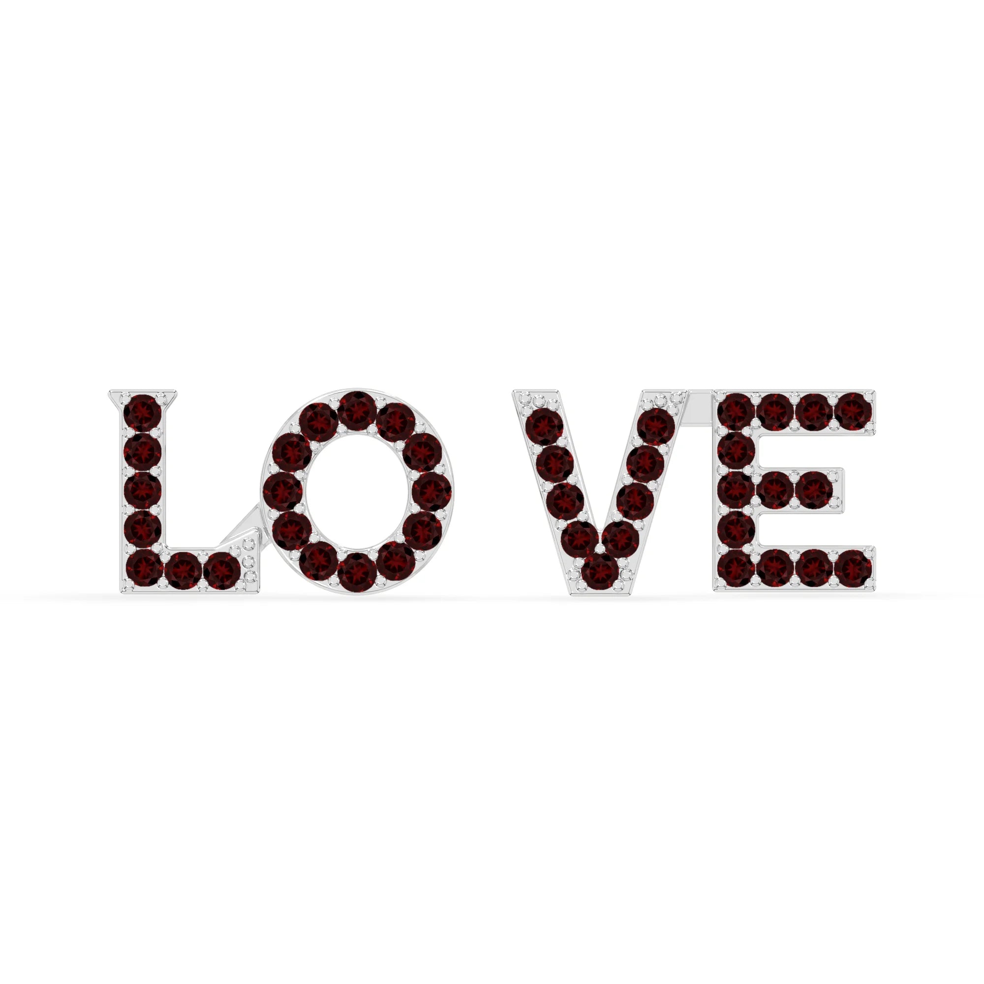 natural garnet love stud earrings in sterling silver 