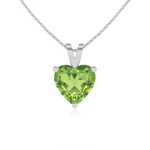 natural peridot heart shape solitaire v-bale pendant necklace