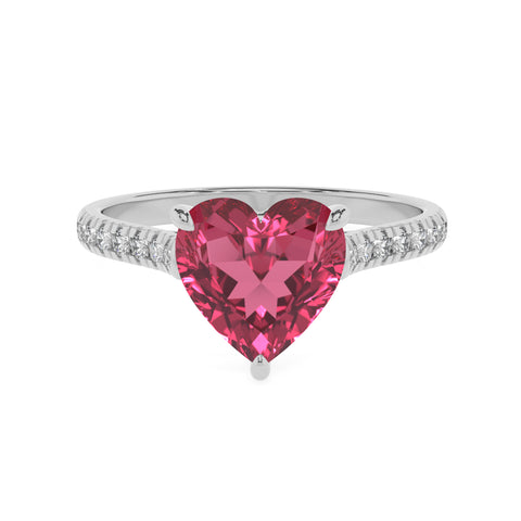 lab-grown pink-tourmaline heart half eterity solitaire engagement ring