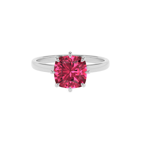 lab-grown pink-tourmaline cushion solitaire engagement ring