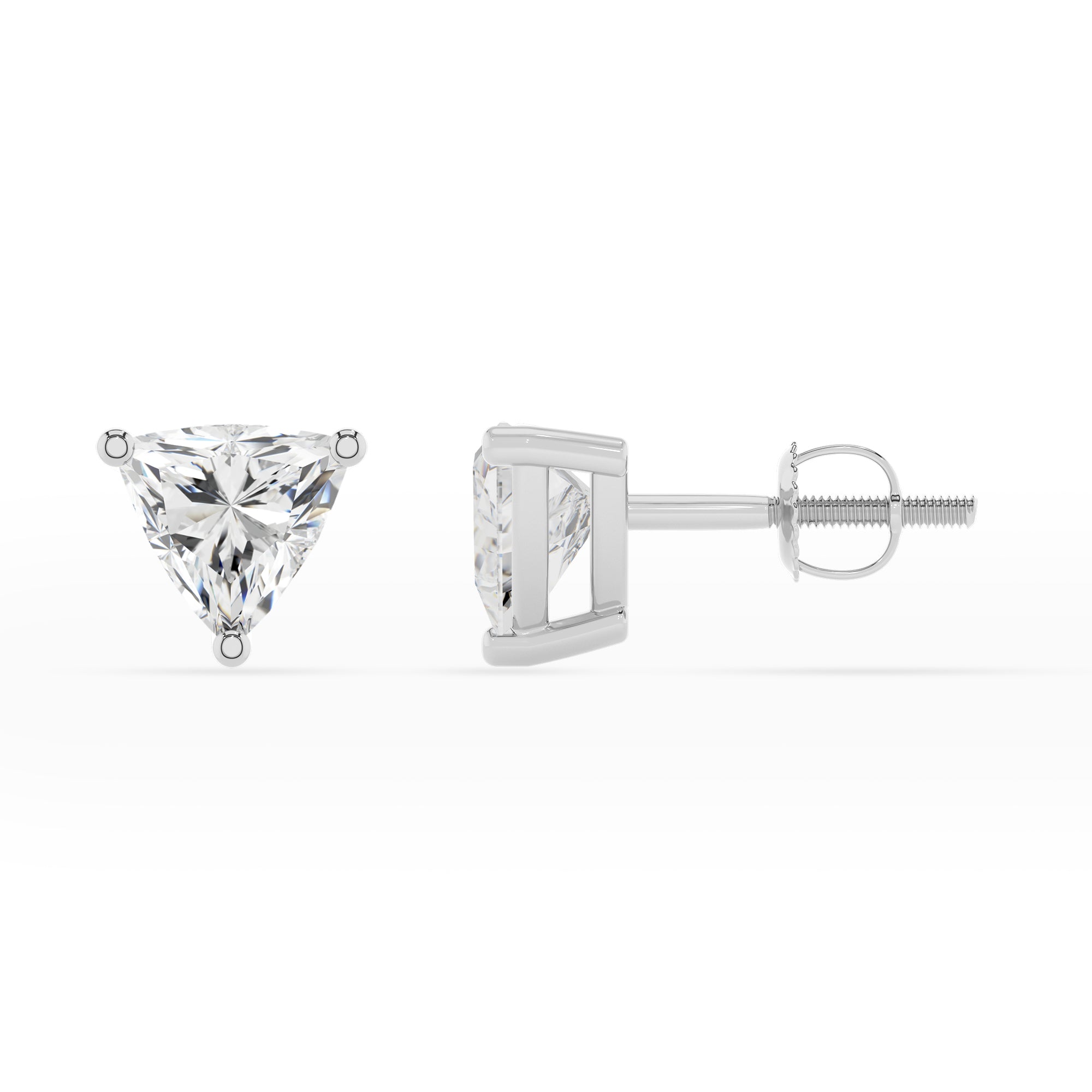 lab grown moissanite trillion stud earrings 