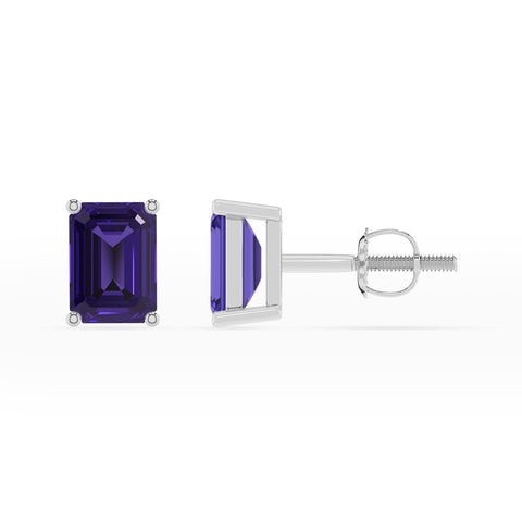 natural tanzanite emerald cut stud earrings 