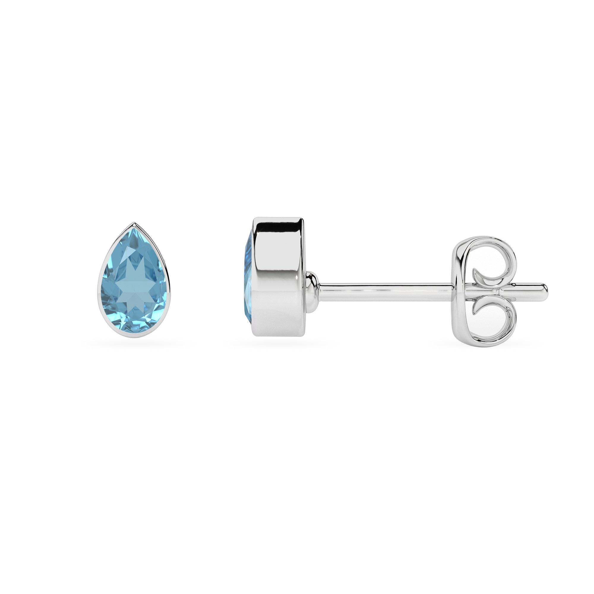 natural swiss blue topaz pear shape stud earrings