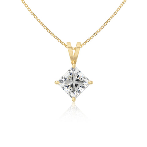 moissanite v-bale solitaire necklaces in yellow gold vermeil 