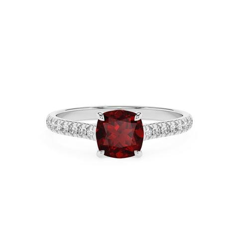 natural garnet cushion half eterity solitaire engagement ring