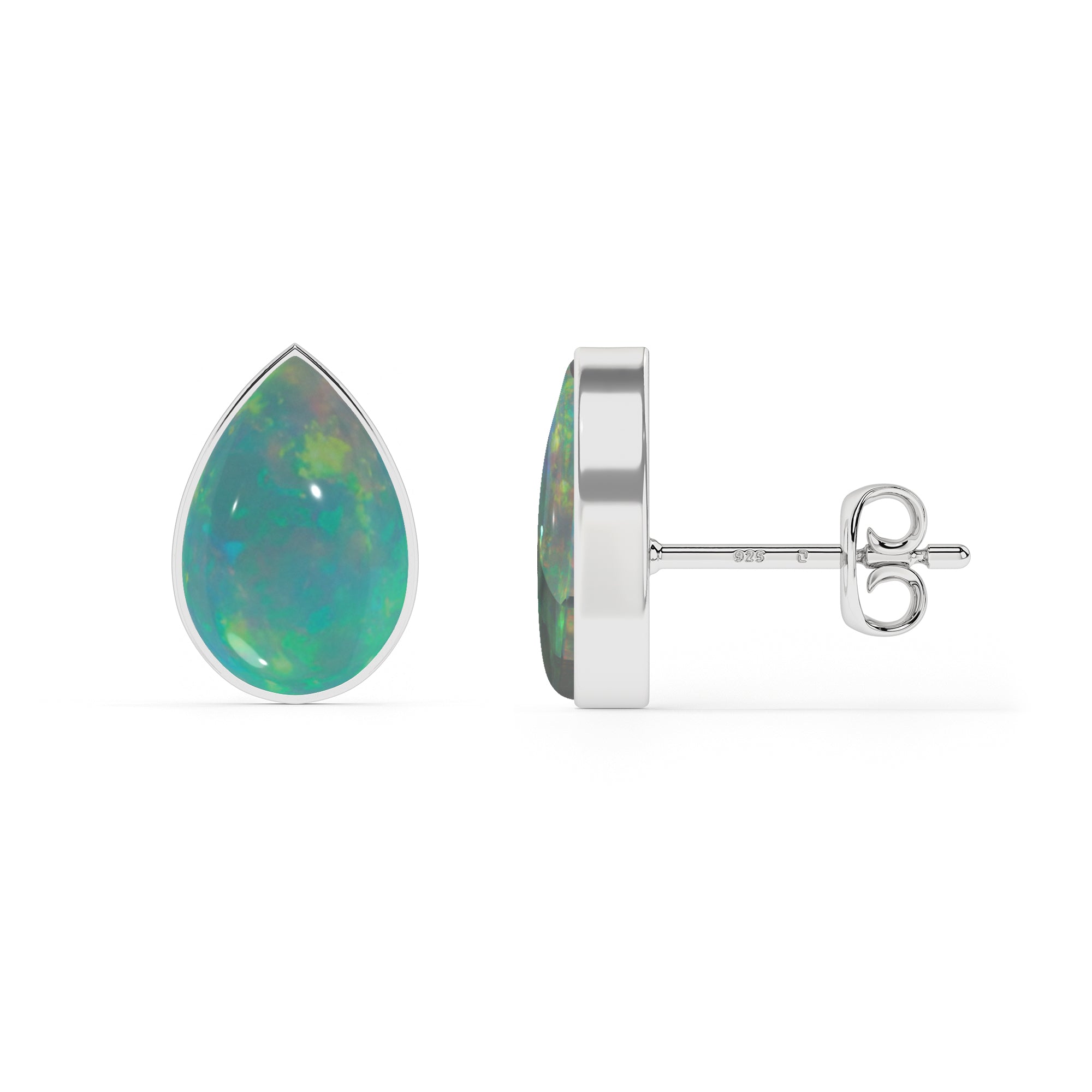 natural ethiopian opal pear shape stud earrings