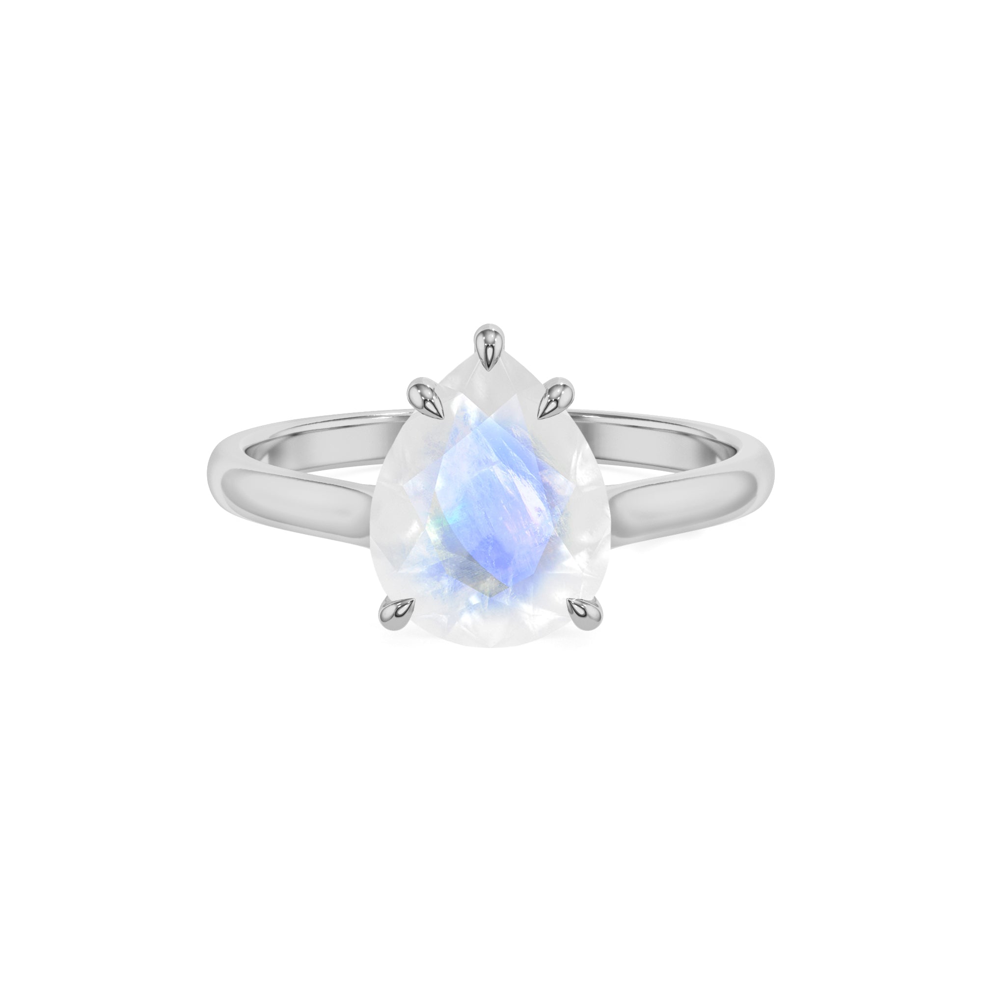 natural rainbow moonstone pear solitaire engagement ring