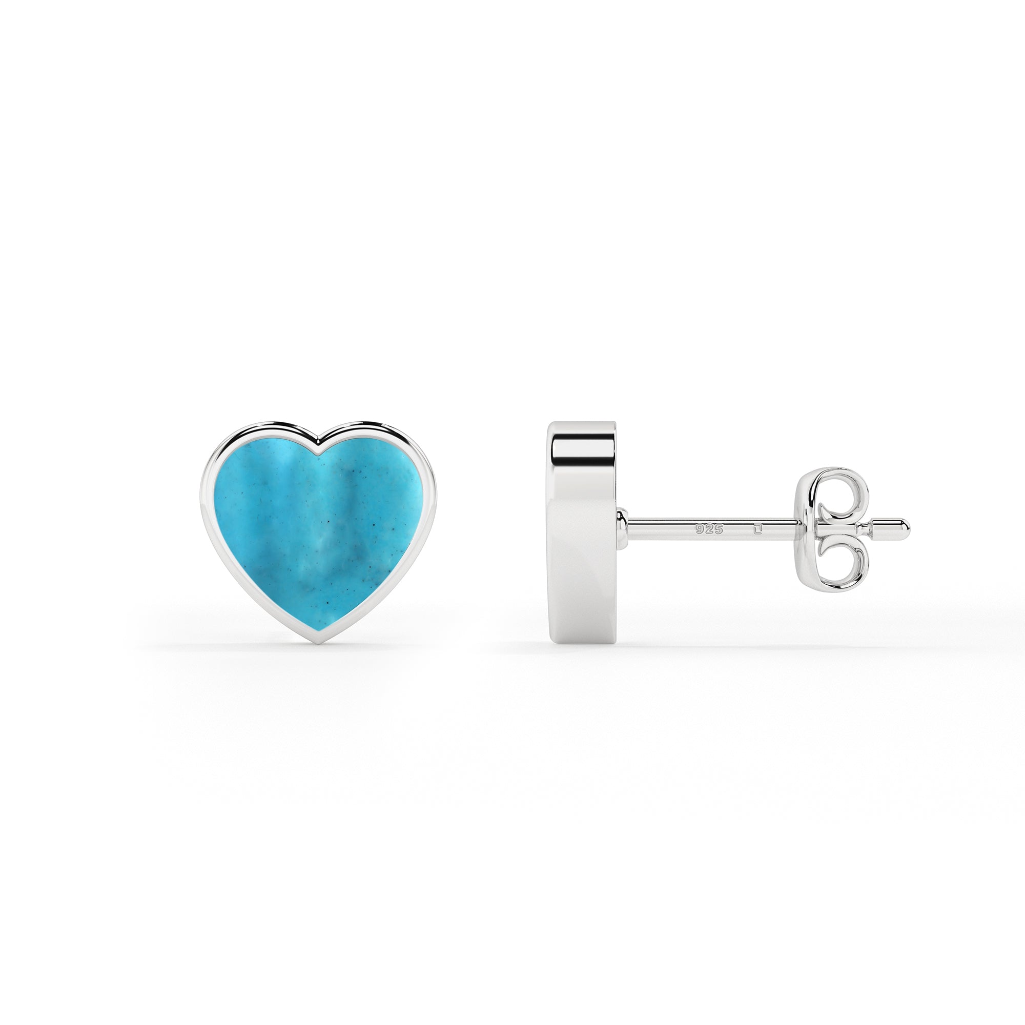 natural compressed turquoise heart shape stud earrings