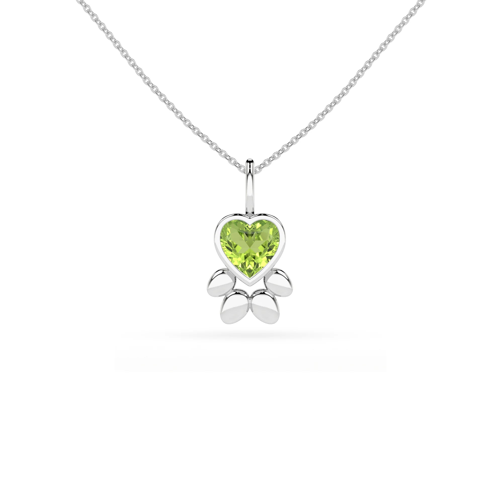 natural peridot paw shape pendant necklace