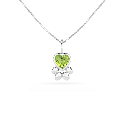 natural peridot paw shape pendant necklace