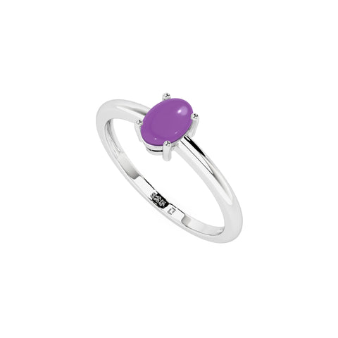 amethyst oval cab stackable prong-set ring