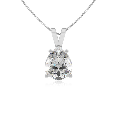 lab grown moissanite pear shape solitaire v-bale pendant necklace