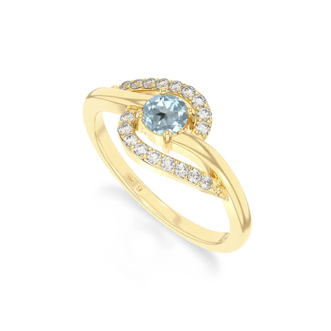 natural aquamarine infinity solitaire rings in yellow gold vermeil