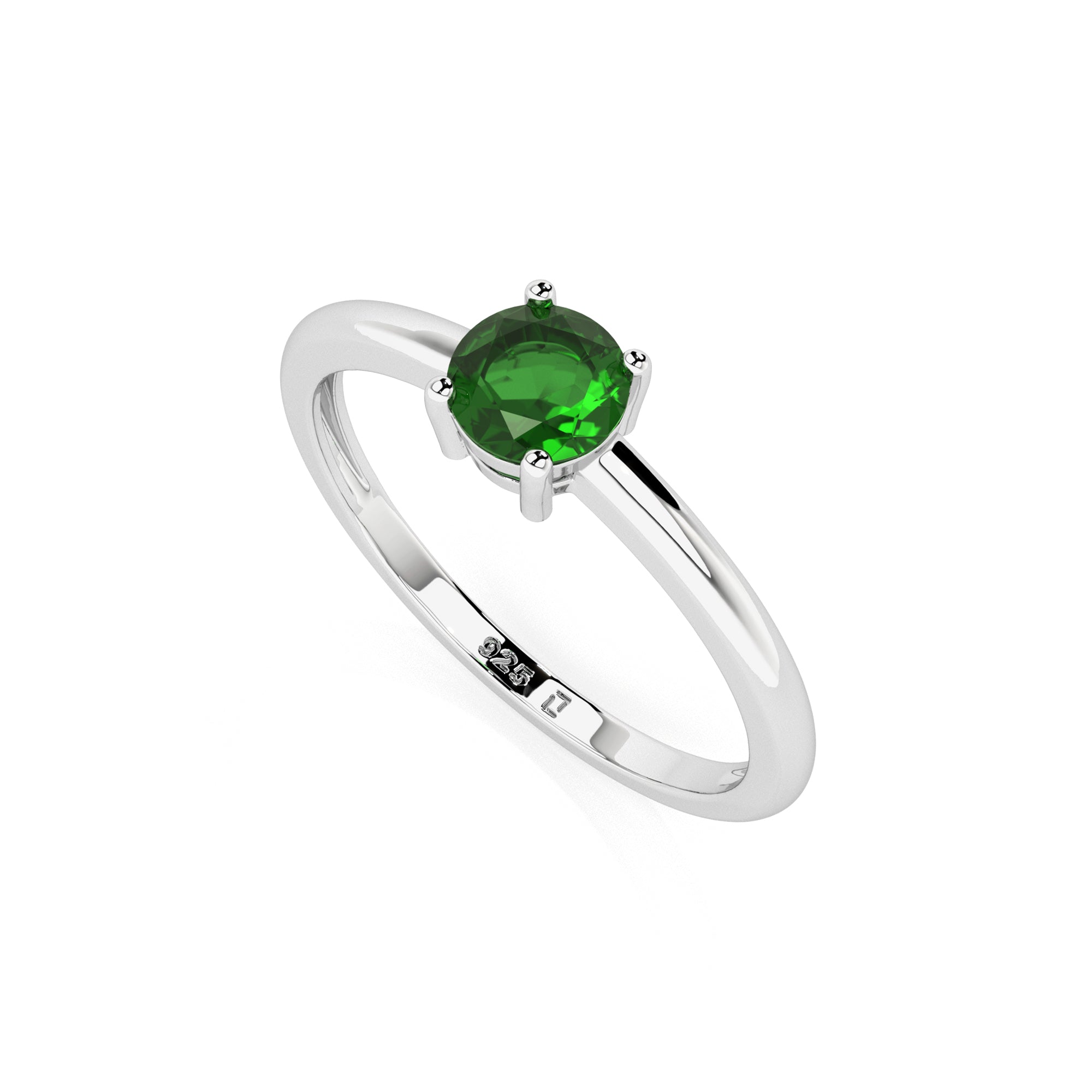 chrome diopside round cut stackable prong-set ring