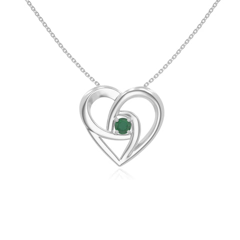 natural emerald floral heart necklaces in sterling silver 
