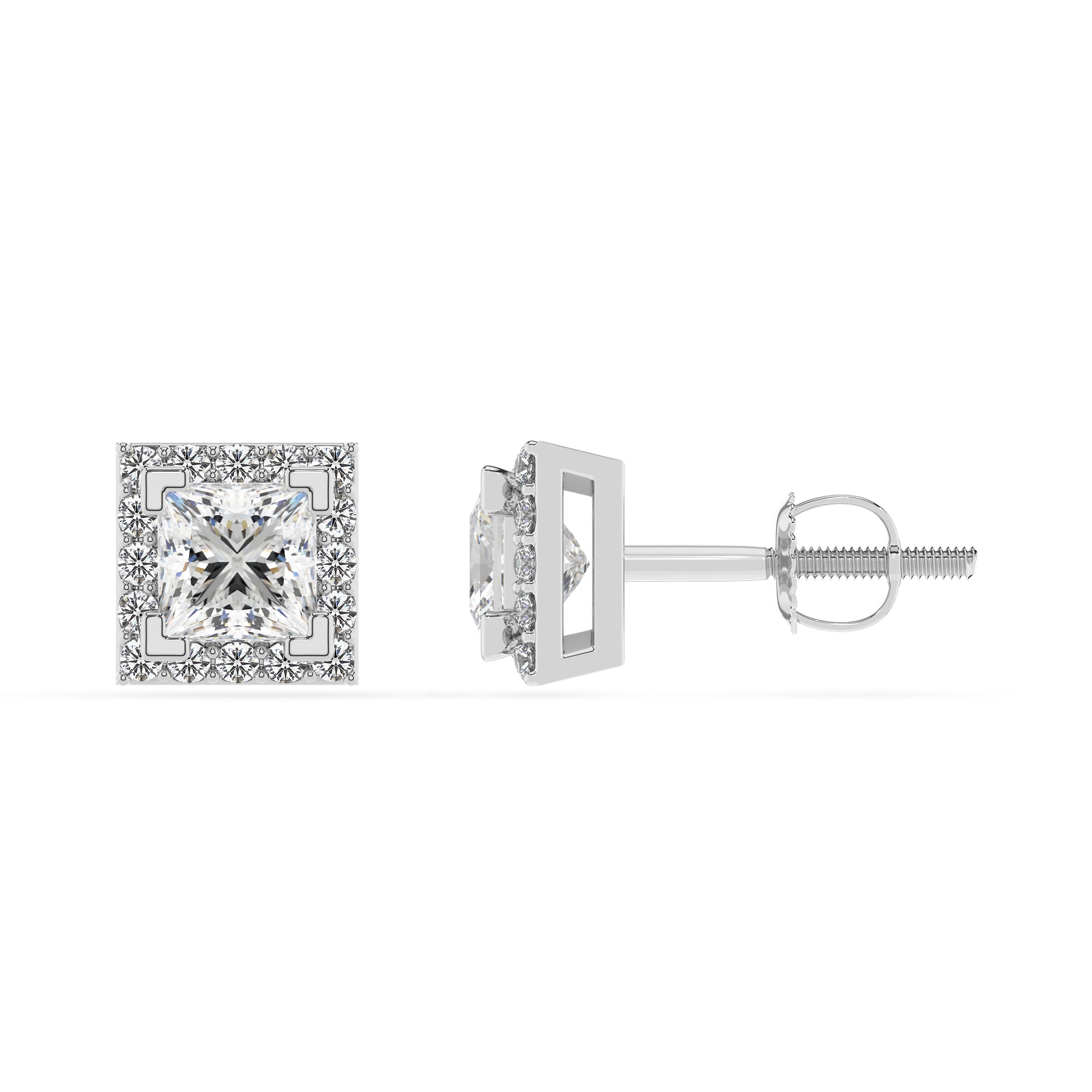 lab grown moissanite princess stud earrings with moissanite 