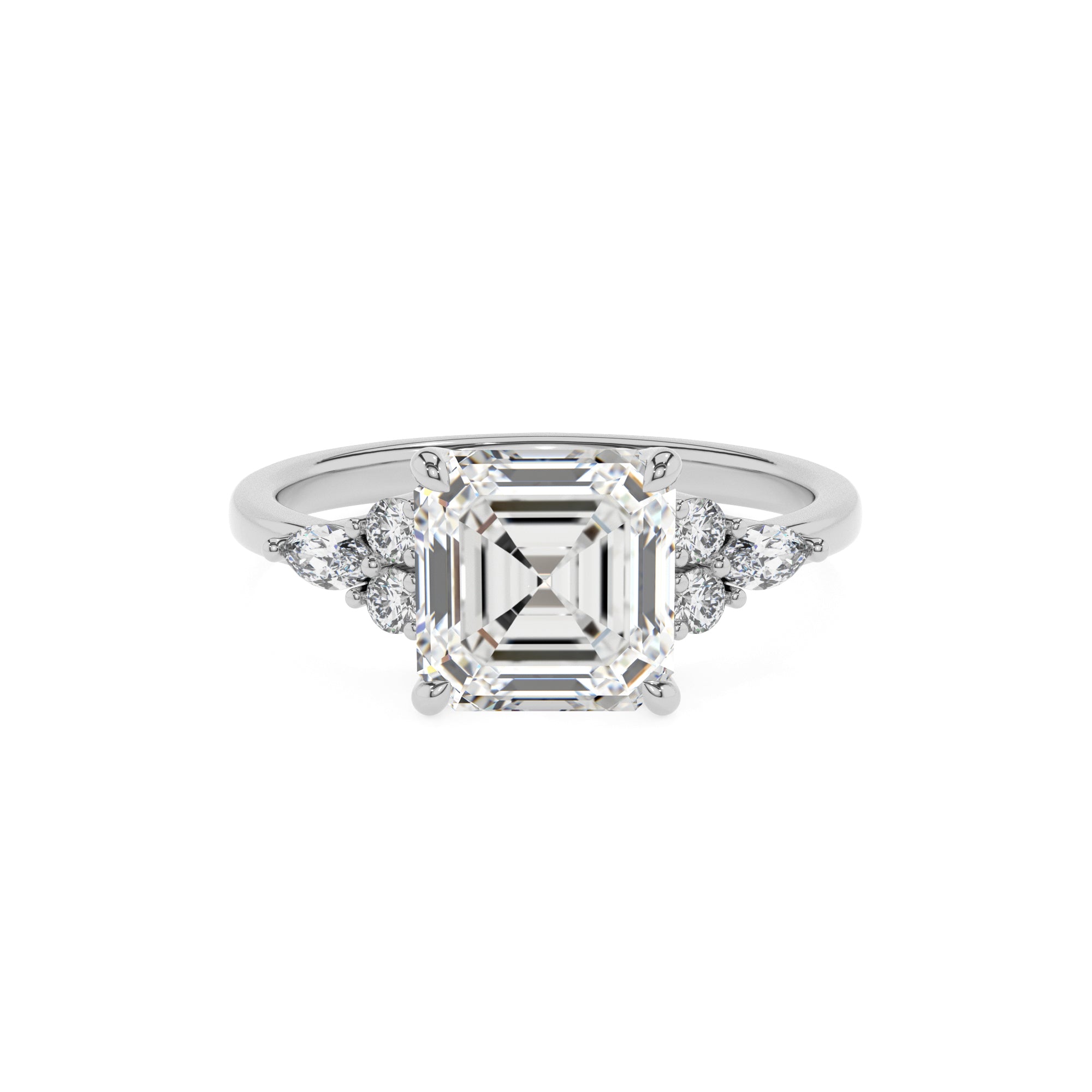 lab-grown moissanite asscher solitaire engagement ring