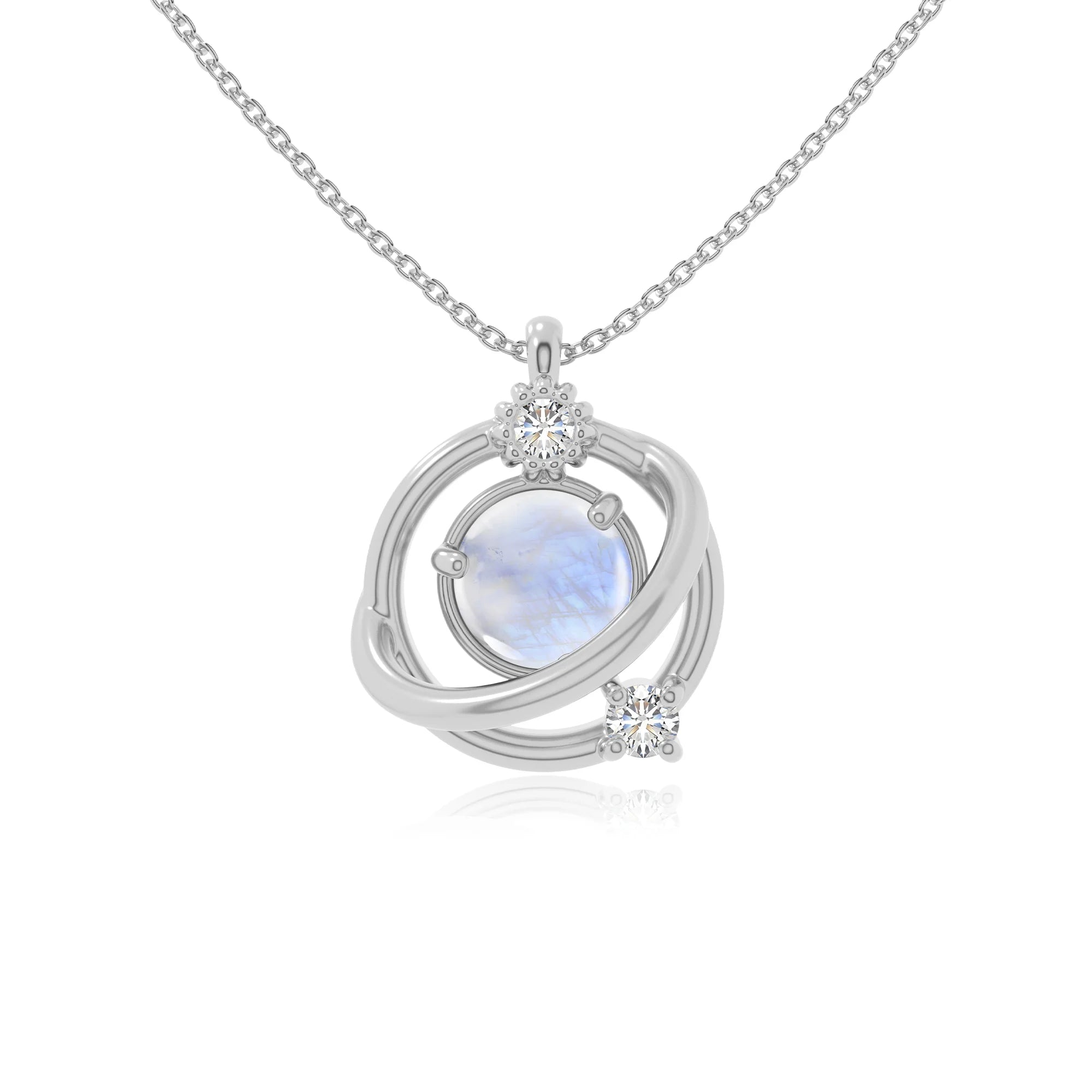 rainbow moonstone galaxy necklaces in sterling silver 