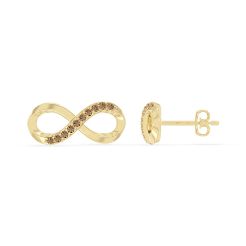 natural citrine infinity stud earrings in yellow gold vermeil 