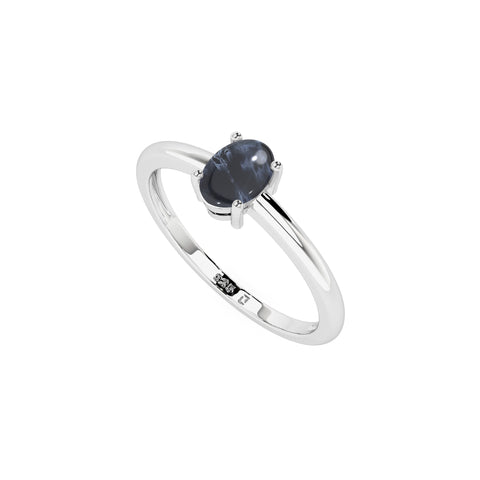 pietersite oval cab stackable prong-set ring