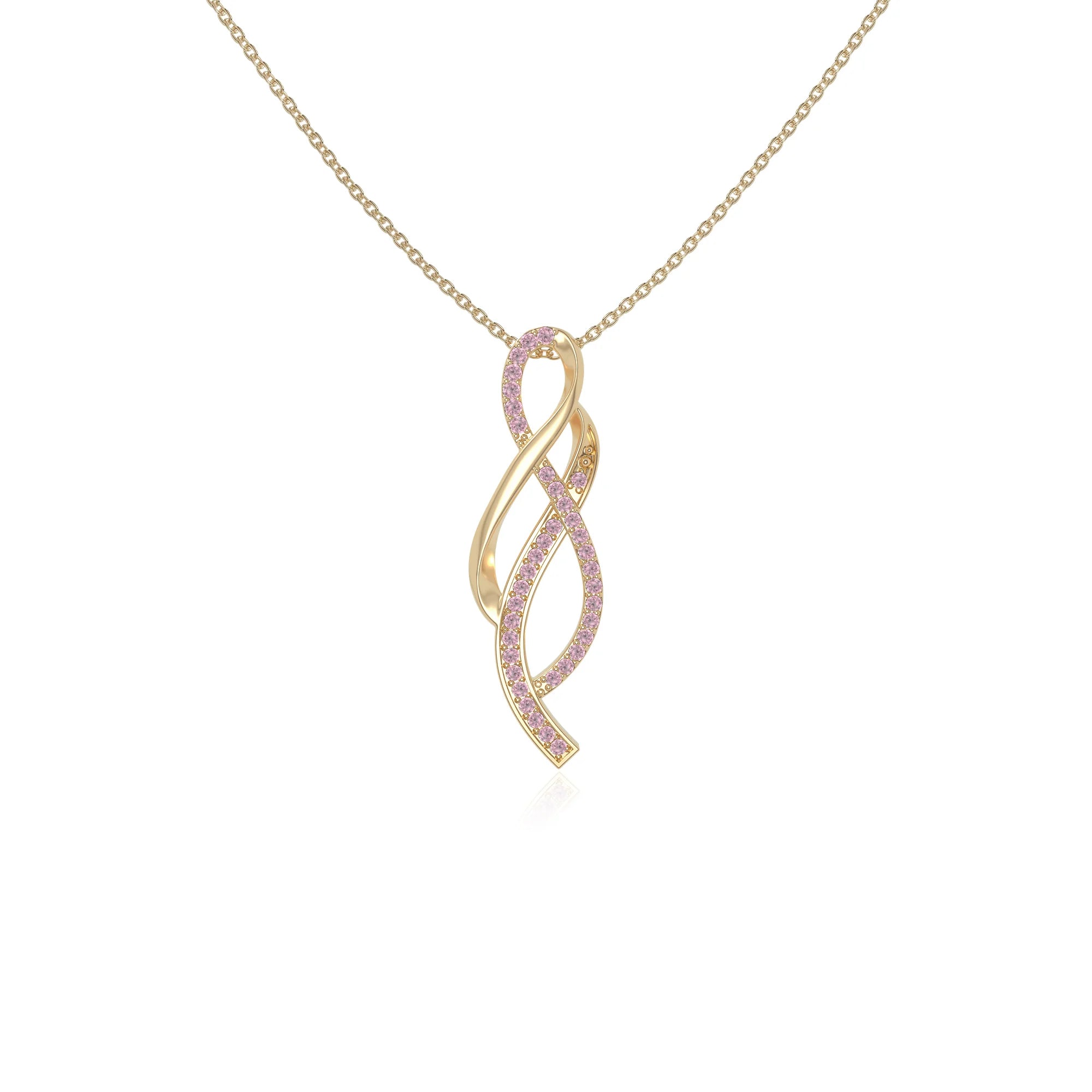 natural pink tourmaline infinity necklaces in yellow gold vermeil 